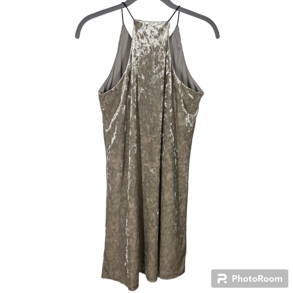 Love...Ady Crushed Velvet Halter Mini Dress Beige Cream Womens Size Medium - Picture 5 of 7